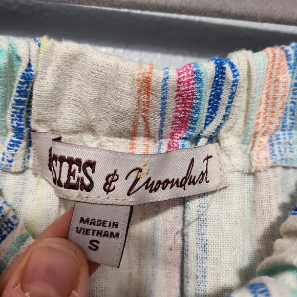 GYPSIES MOONDUST Womens Romper Small Natural Stripe Coastal Boho NEW - Picture 5 of 12